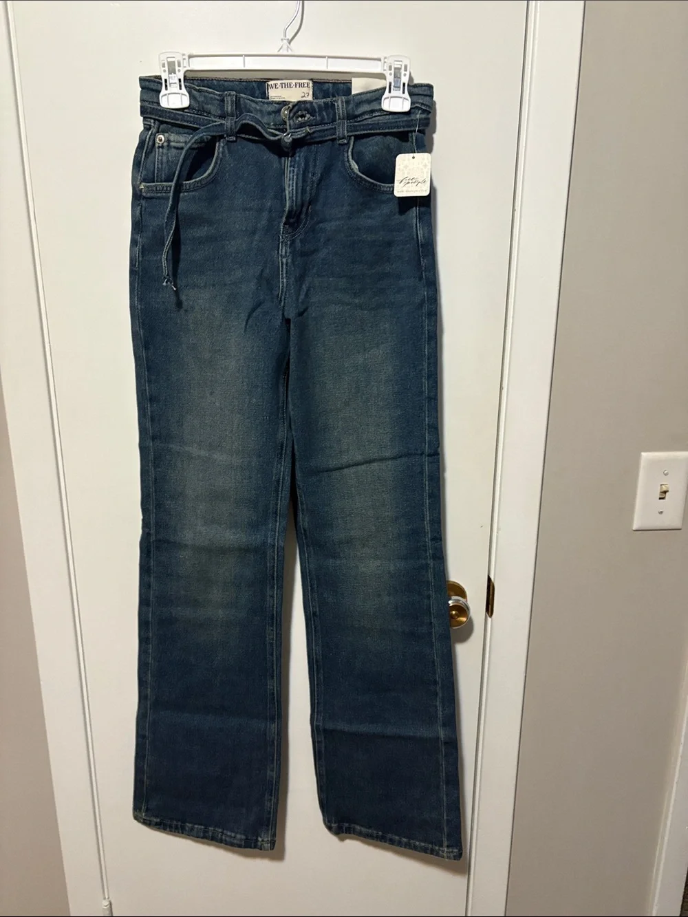 Free People Dark Indigo Bootcut Jeans with Drawstring
